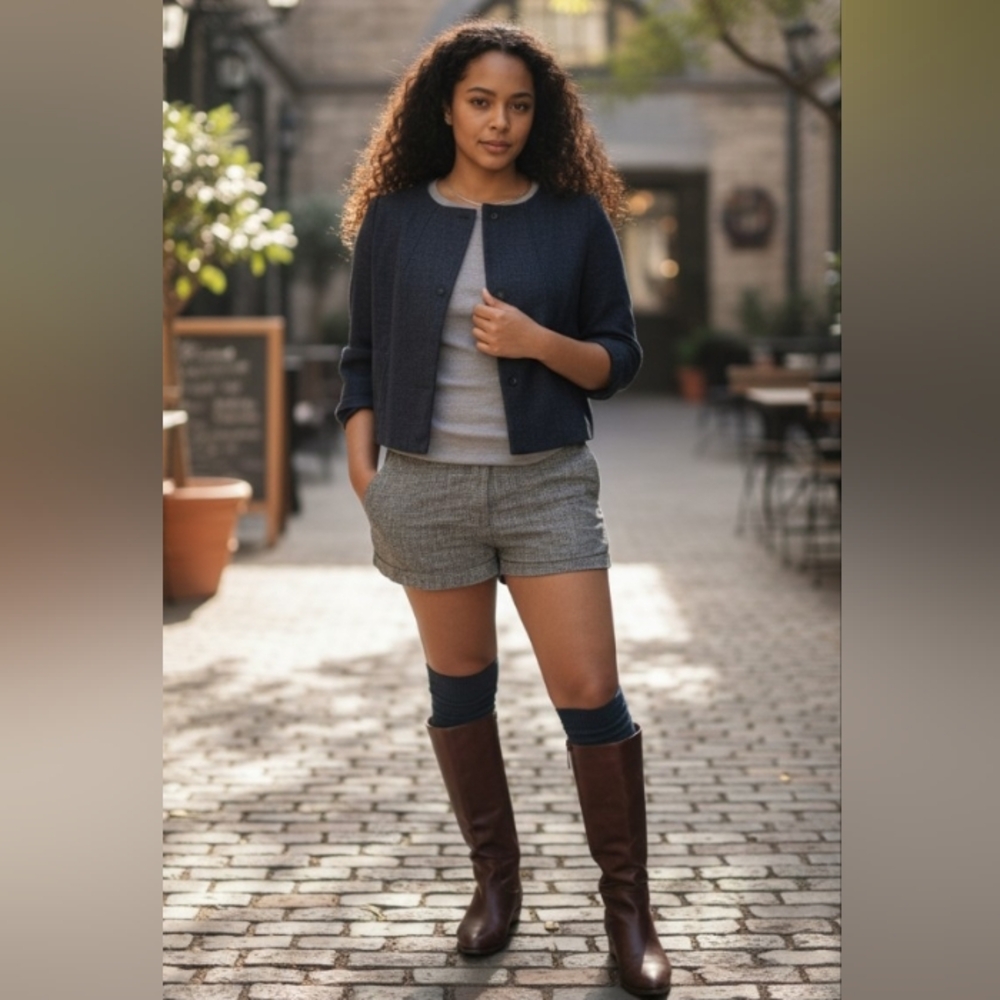 Cropped Denim Jacket: Pleated In the Back